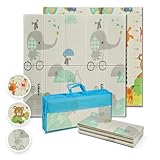 MS Trendy - Alfombra de Juegos para Bebé 120x120 cm - Doble Cara, Tapete Muy acolchado (1cm Grosos), Plegable y con Bolsa de transporte