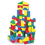 Melissa & Doug Bloques de madera geométricos, 100 piezas, Juguetes de desarrollo, Juego clásico de madera, Juego de construcción, Regalo para niños y niñas de 3 4 5 6 7 8 años