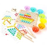 BANGTING Juego Montessori de Madera, 3 Años, Puzzle para Motricidad Fina, Juguete Educativo, Entrenamiento Pinzas Palillos Cuchara y Identificación de Color