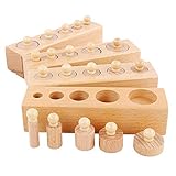 Gobesty Cilindros de inserción Montessori, bloques en forma de minicilindros para insertar, conjunto de juguetes Montessori para el desarrollo y la educación temprana de los niños
