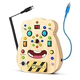 BirdWing Oso Busy Board Tablero Montessori con Luces LED y Sonidos - Paneles Sensoriales Montessori, Tabla Montessori Madera | Tabla Sensorial Montessori | Tablero Ocupado Educativo