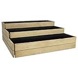 PLANTAWA Escalera de Huerto Urbano, Escalera de 3 Alturas, Madera de Pino, Mesa de Cultivo sin Patas, 36 x 100 x 100 cm, Jardinera Exterior para Terraza Jardín Monta tu Huerto Grande