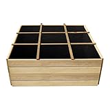 PLANTAWA Suelo de Huerto Urbano, Suelo de 9 Departamentos, Madera de Pino, Mesa de Cultivo sin Patas, 40 x 120 x 120 cm, Jardinera Exterior para Terraza Jardín Monta tu Huerto Grande