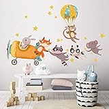 kina - R00502 Pegatinas de Pared Ecológicas e Hipoalergénicas para Bebés Efecto de Tela suave Reposicionable Viaje Avión Decoración Pared Recién Nacido Guardería Adhesivo Papel Pintado