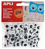 APLI Kids 13263 - Bolsa ojos móviles negros redondos adhesivos, 100 uds