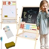Iso Trade- Wooden Double Sided Art Easel 6in1 Chalkboard Magnetic for Kids Creative Learning Educational 9449 Pizarras, Multicolor