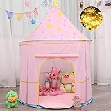 Carpa para niños,con Luces de Estrellas Castillo,Tienda para Niños,Niños Playhouse Toy para Juegos de Interior y Exterior,Navidad & Cumpleaños Regalos para Niños Chico Niña(Rosa Luna)