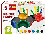 Marabu Kids-Pintura para Dedos (6 x 35 ml), Color Amarillo, Naranja, Rojo, Azul, Verde y Negro, carbón (0303000000085)
