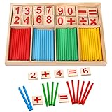 Juguetes Montessori Matematica,Colorido Bloques y Palos de Conteo de Madera,Juguete Matemático Educativo Para Niños Entrenar el Pensamiento y la Inteligencia