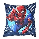 Theonoi Funda de cojín infantil, 40 x 40 cm, sin relleno, sin cojín, de algodón (Spiderman)